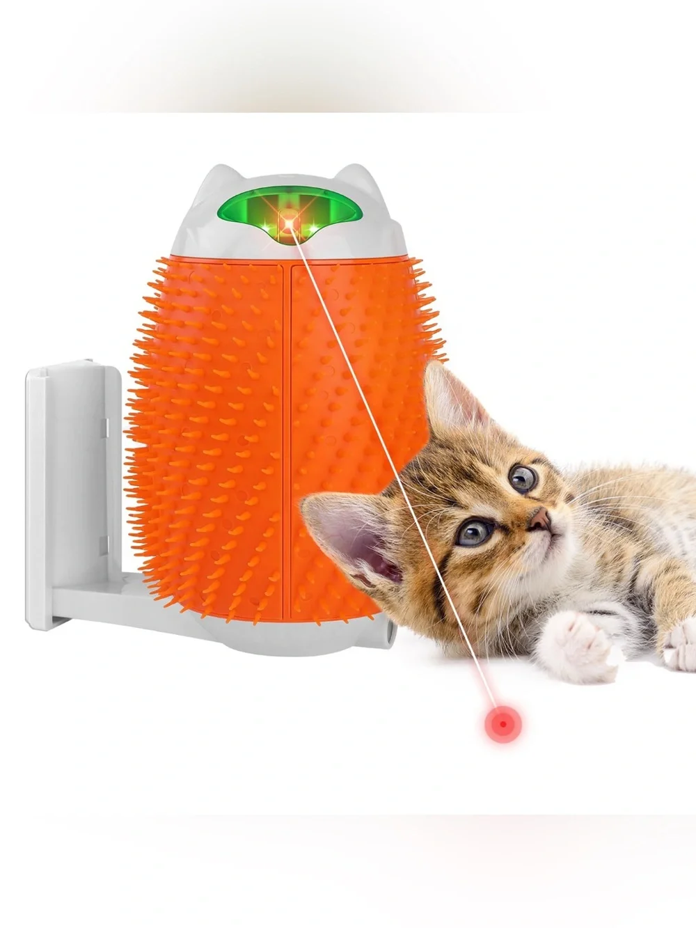 Interactive Rotating Cat Laser Toy with Brush, Orange with sensors